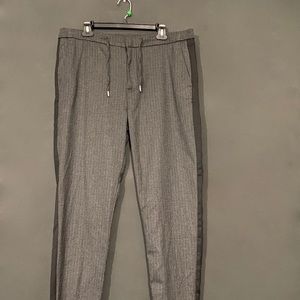 Pinstripe charcoal dress pant drawstring hybrid